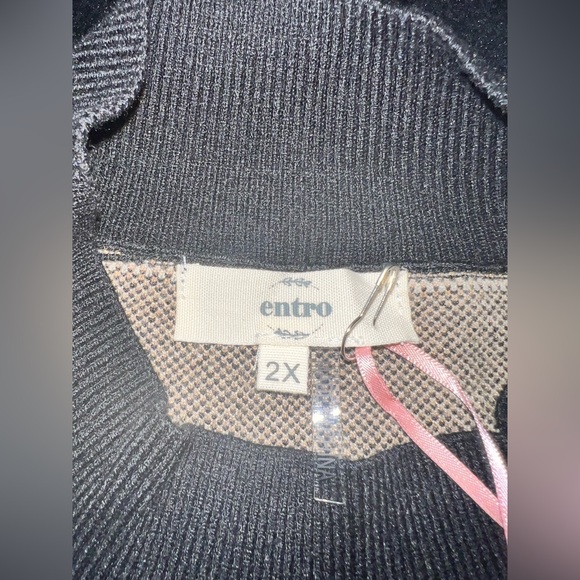 Entro  Women’s Cheetah Mock Neck Sweater, Black & Tan, Size 2X, NWT￼ - Picture 9 of 13